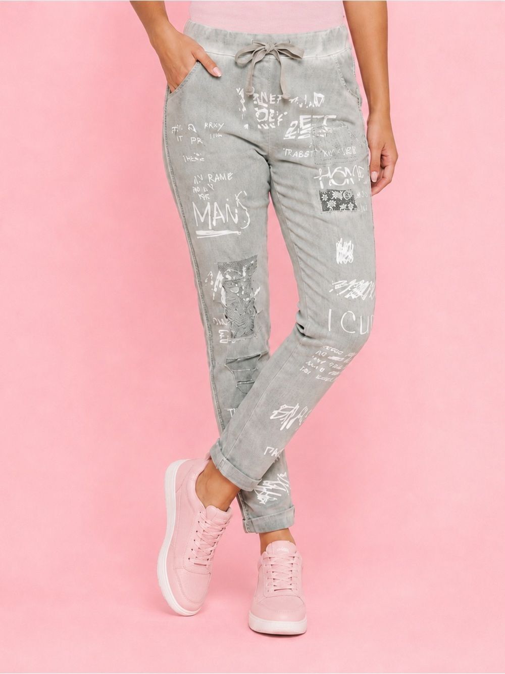 🛍️ Van Winkle Gray graffiti graffiti distressed Homewk Edition skinny pants med